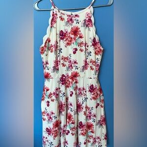 I.N. San Francisco- Floral, Halter Neck A-Line Dress with Pockets Size Large